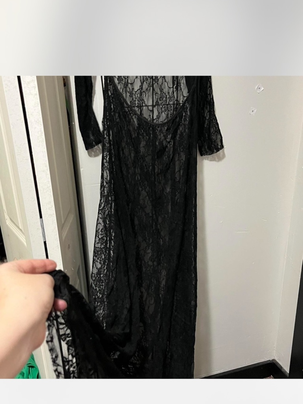 Vintage Black Lace Long Dress